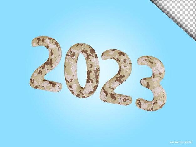 Number 2023 new year 3d render