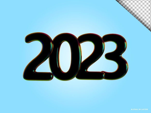 Number 2023 new year 3d render