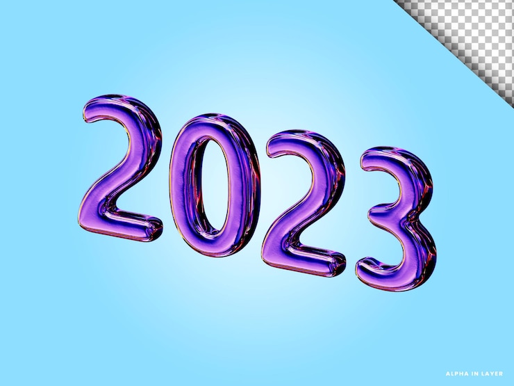 PSD number 2023 new year 3d render