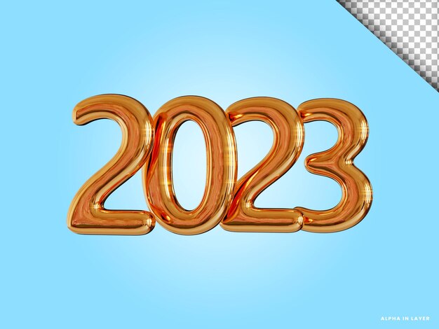 Number 2023 new year 3d render