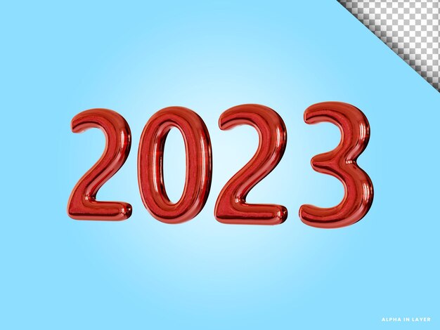 Number 2023 new year 3d render