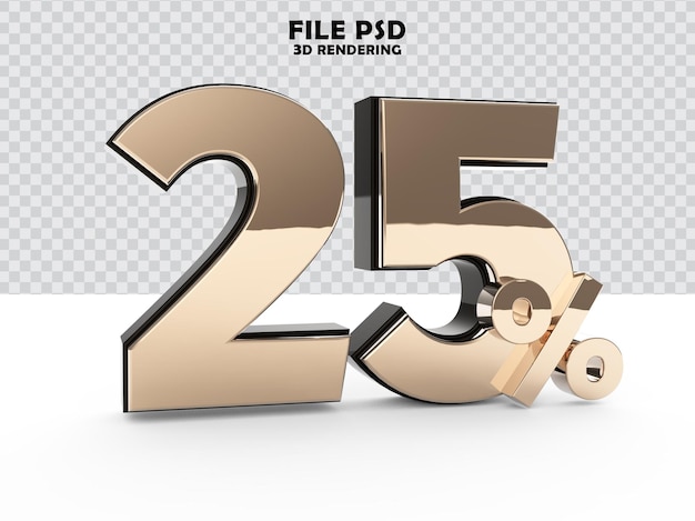 PSD number 25 3d golden luxury rendering