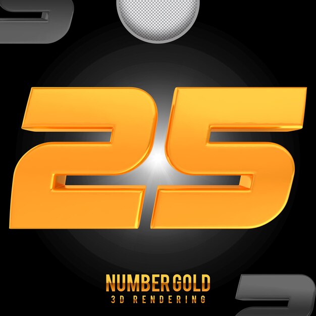 PSD number 25 golden 3d rendering