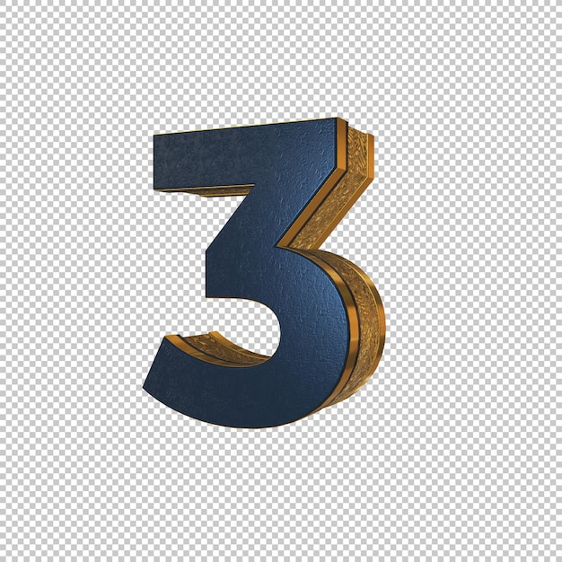 Number 3 3d render
