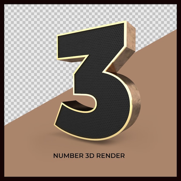 Numero 3 rendering 3d