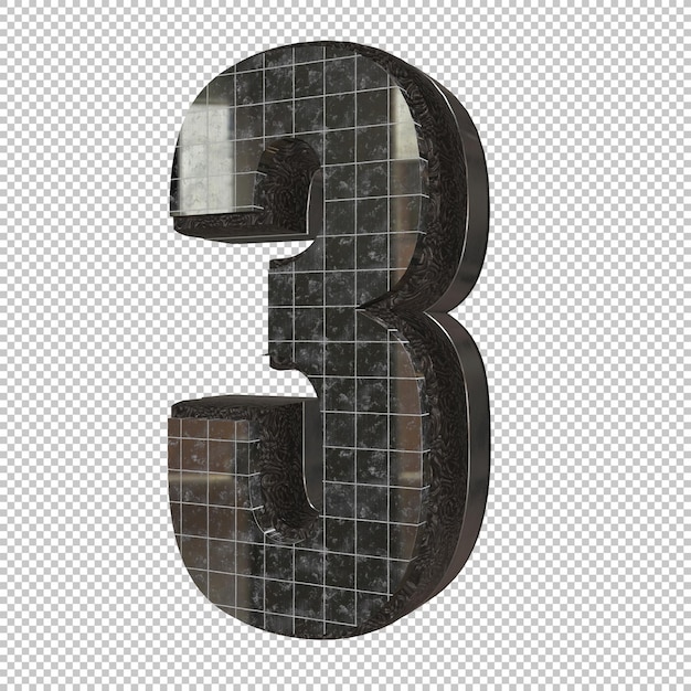 PSD number 3 3d render