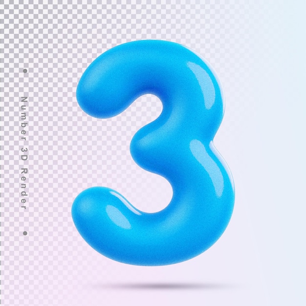 Number 3 blue luxury 3d