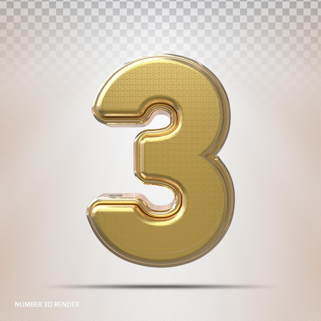 Numero 3 gold 3d render style