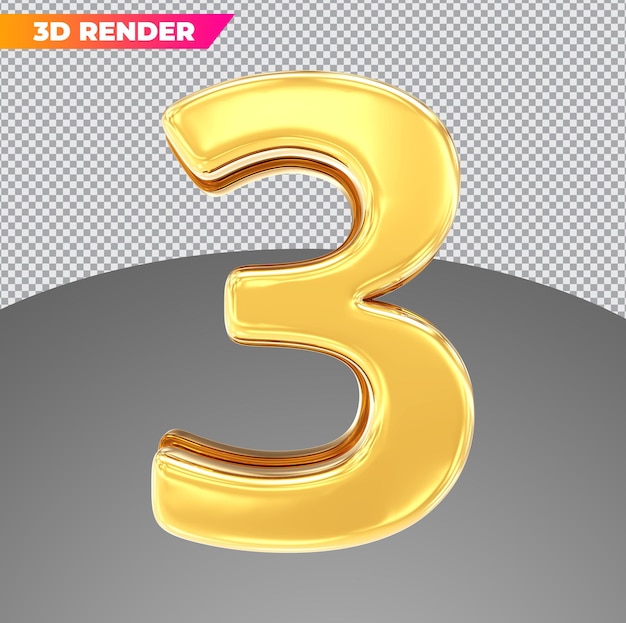 Number 3 gold 3d styles