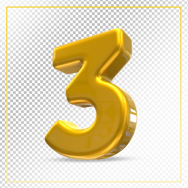 Number 3 gold luxury 3d