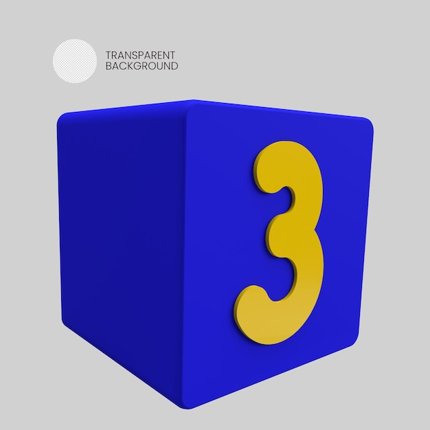 number 3 icon render 3d