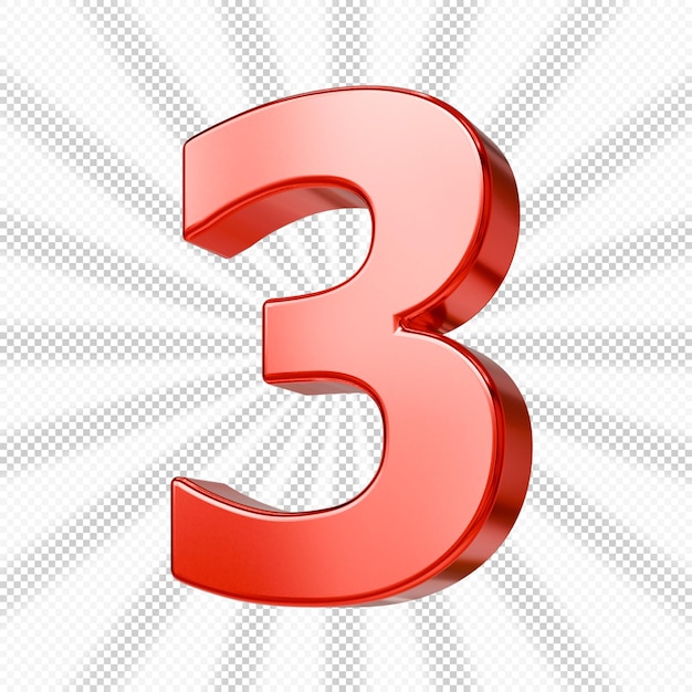 number 3 red 3d