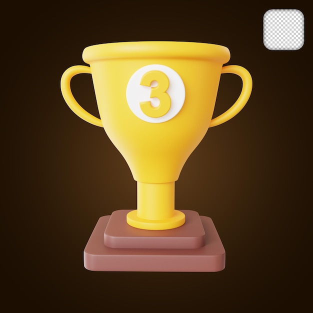 Number 3 Trophy 3d illustration