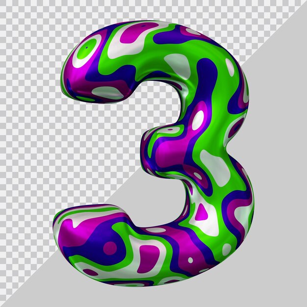 PSD number 3 with 3d modern style