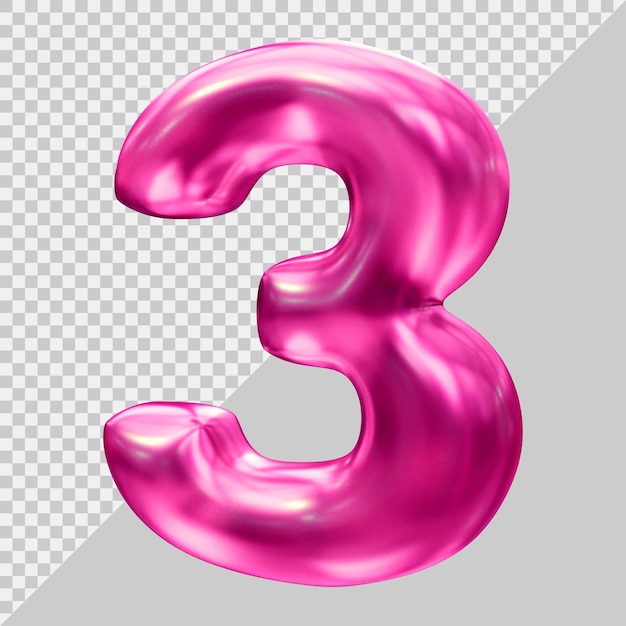 Number 3 with 3d modern style