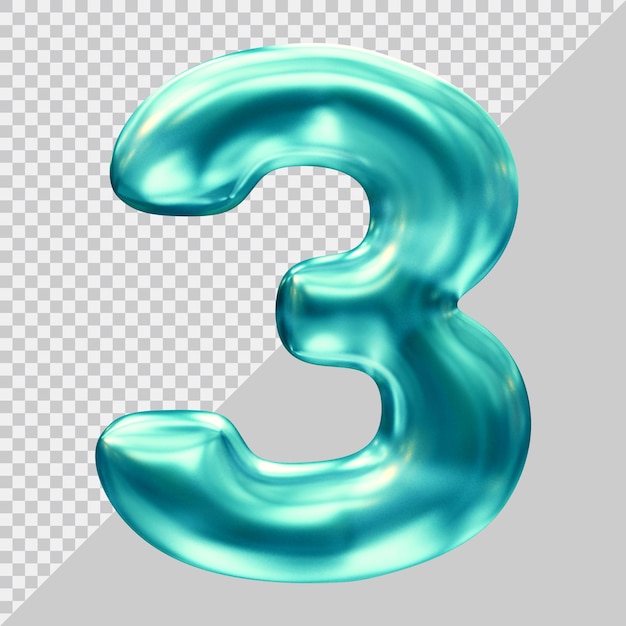 Number 3 with 3d modern style