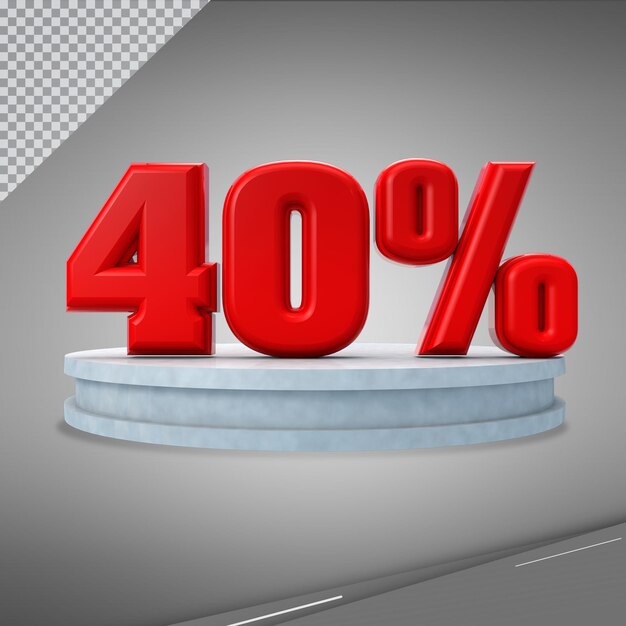 Numero 3d 40 percento sul podio per promozione o sconto