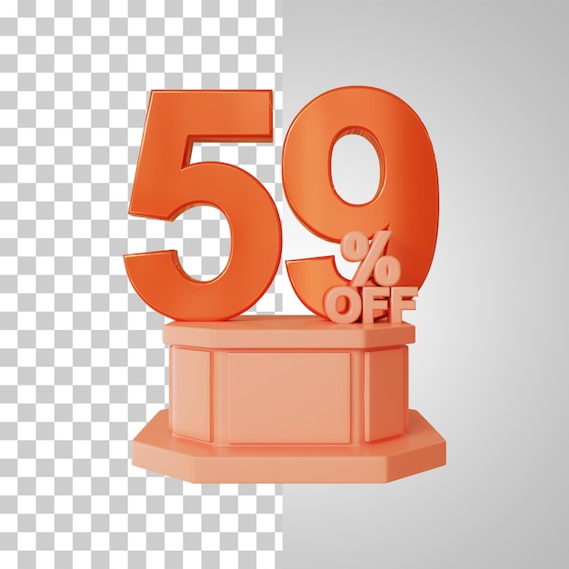 Number 3d 59 percent on the podium 3d rendering
