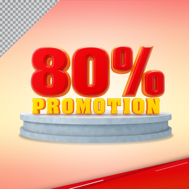 Number 3d 80 percent on podium of promotion style color and red