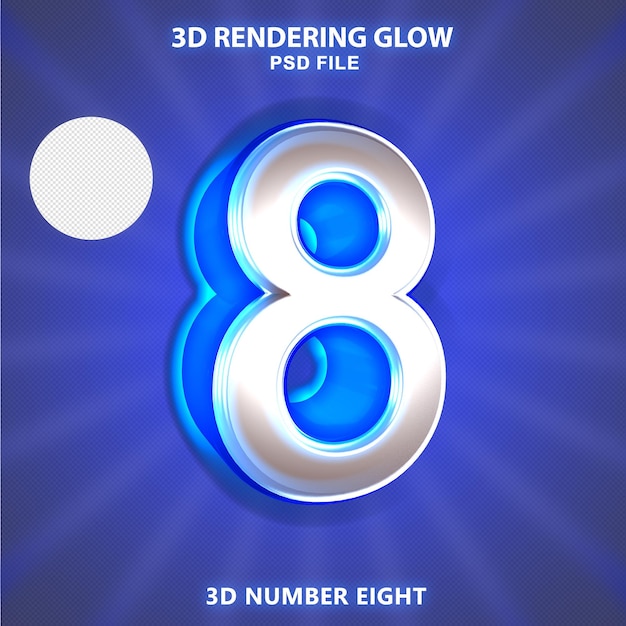 Number 3D Blue Glow