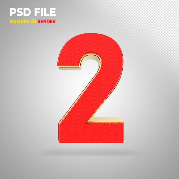 Number 3D Red With Gold Styles
