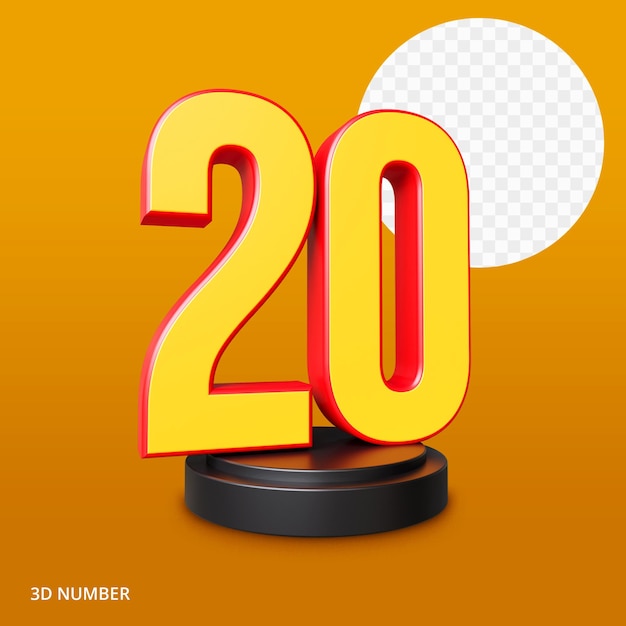 number 3d render premium psd