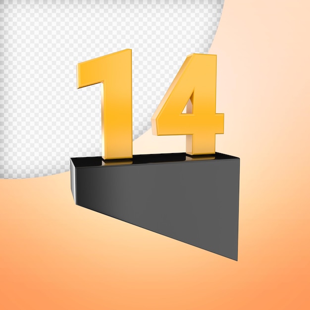 number 3d render premium psd