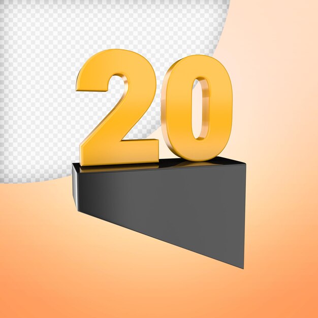 Number 3d render premium psd