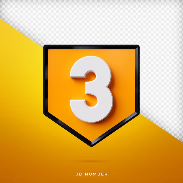 Number 3d render premium psd