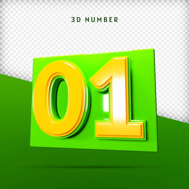 Number 3d render premium psd