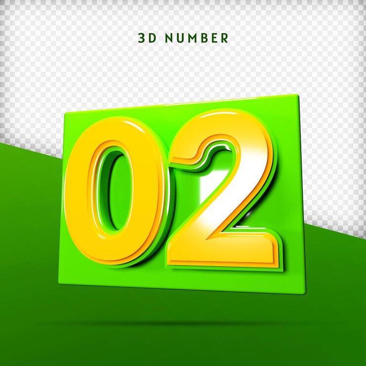 PSD number 3d render premium psd