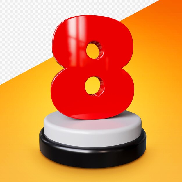 PSD number 3d render premium