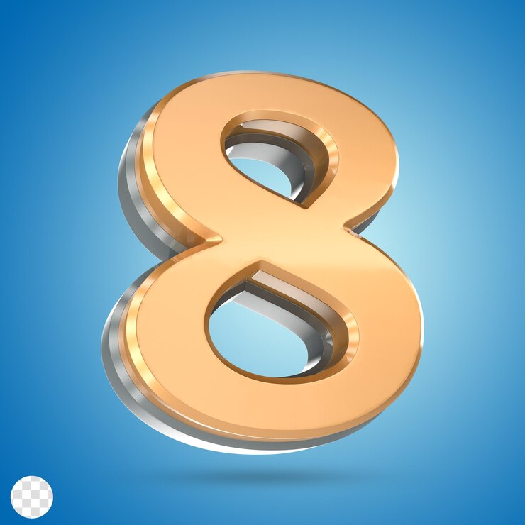 PSD number 3d render