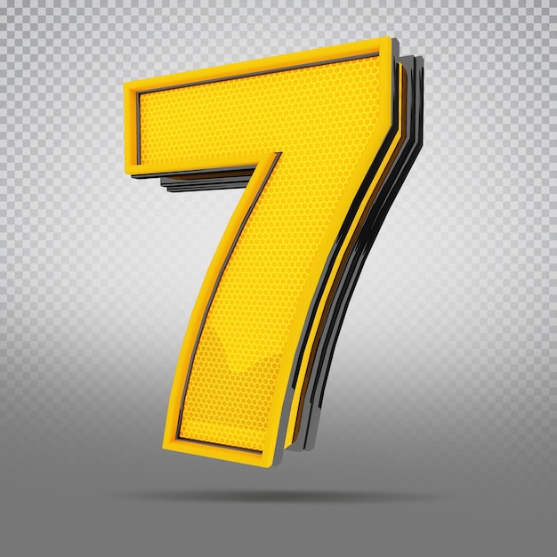 Number 3d yellow style seven