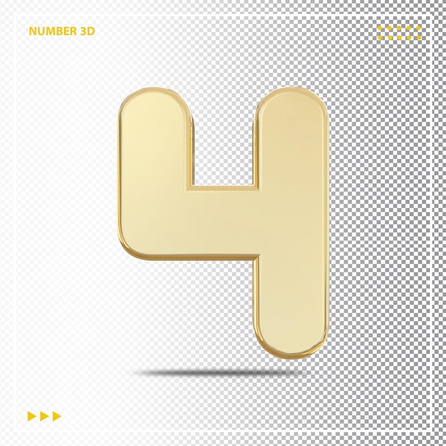 Number 4 3d gold luxury element