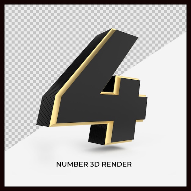 PSD number 4 3d render