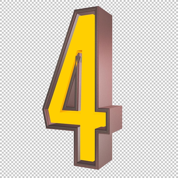 number 4 3d render