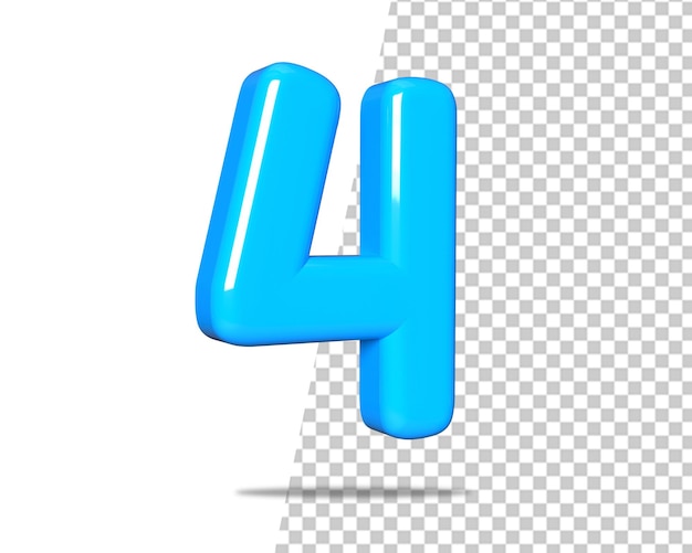 Numero 4 blu quattro testo logo 3d