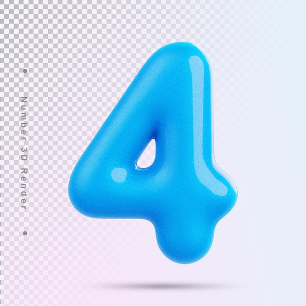 Number 4 blue luxury 3d