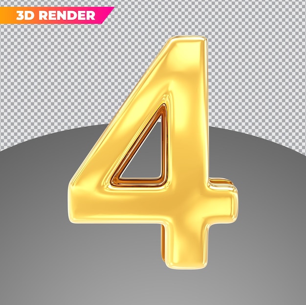 Number 4 gold 3d styles