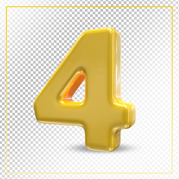 number 4 gold 3d