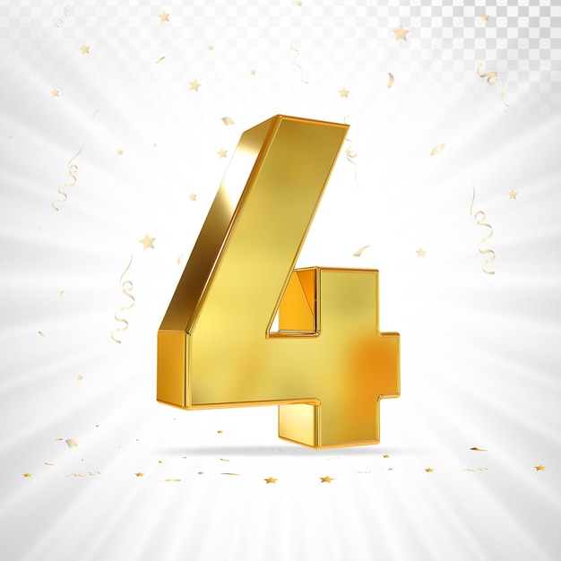 Number 4 gold luxury 3d render