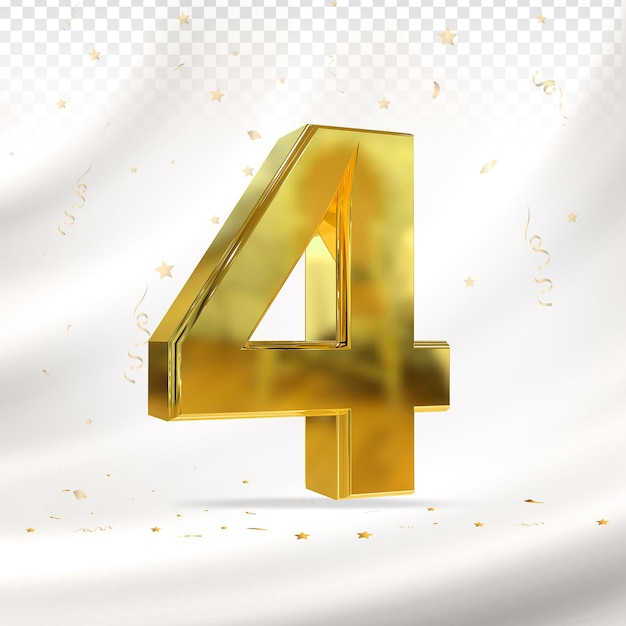 Number 4 gold luxury 3d render