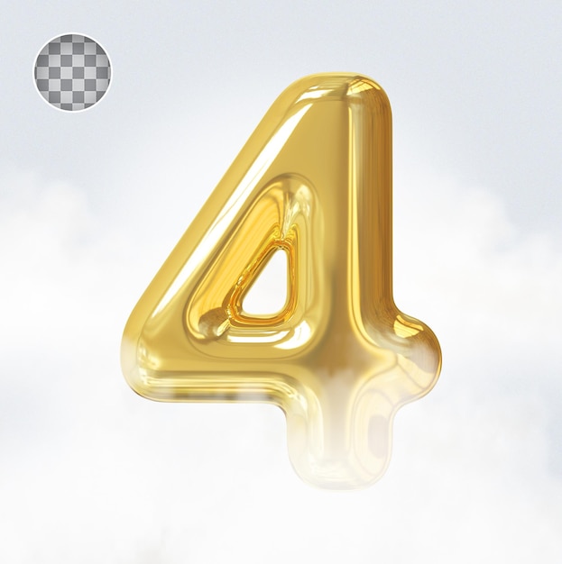 Number 4 gold luxury 3d render