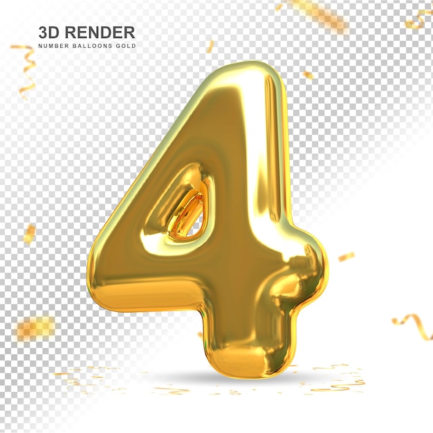 Number 4 gold luxury 3d