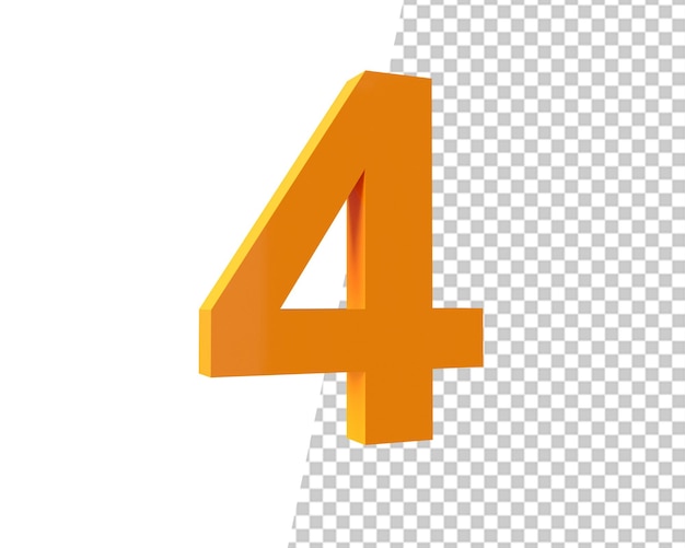 Number 4 gold text 3d render