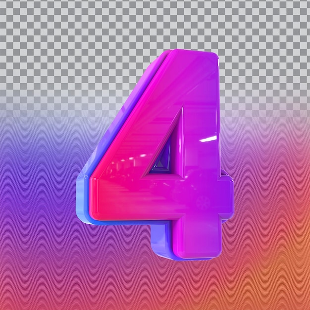 Number 4 gradient 3d render style luxury