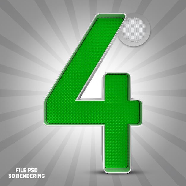 PSD numero 4 rendering 3d verde