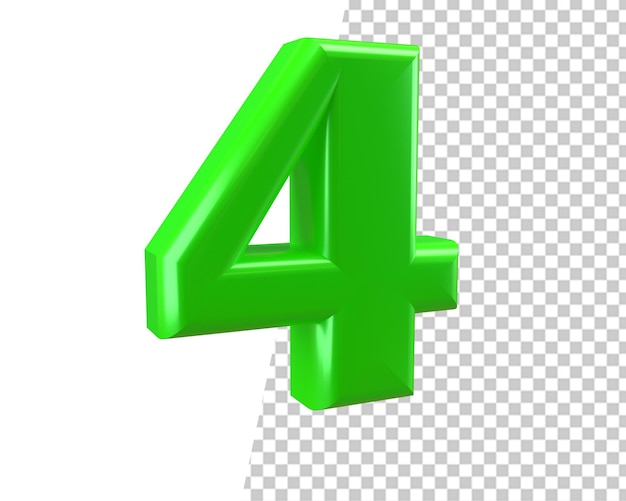 Номер 4 зеленый четыре числа на прозрачном фоне