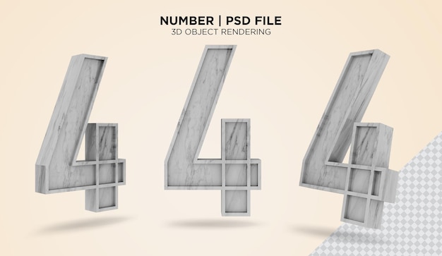 number 4 material terrazzo style 3d rendering isolated